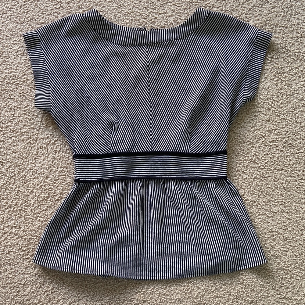 Monteau Striped Black and White Peplum Blouse